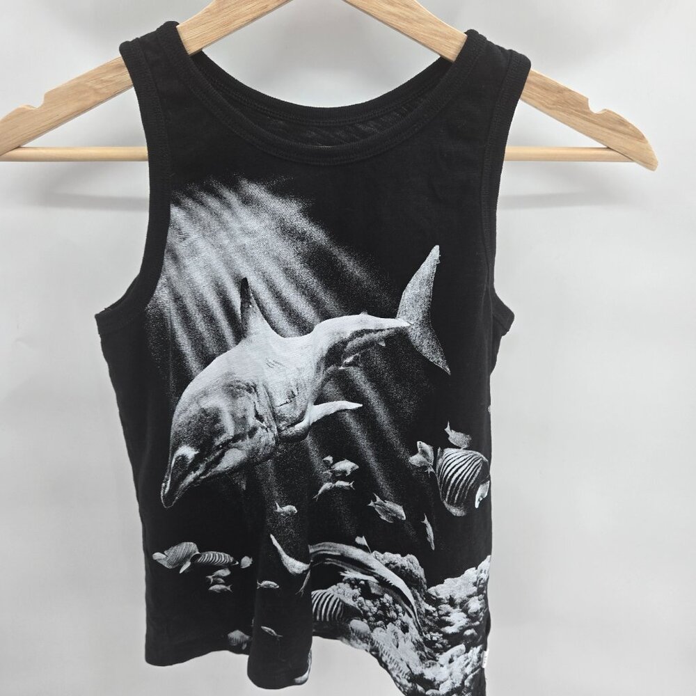 Gap Kids Black Shark Organic Cotton Tank Top Unisex Kids Medium